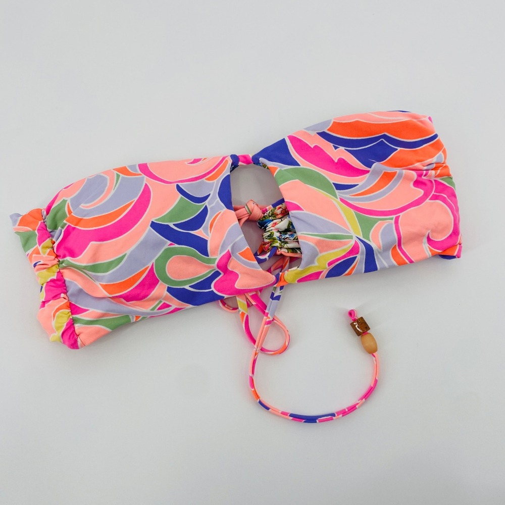 Maajiβ Bikini Top Womens Medium Multi Color Reversible Floral Abstract strapless